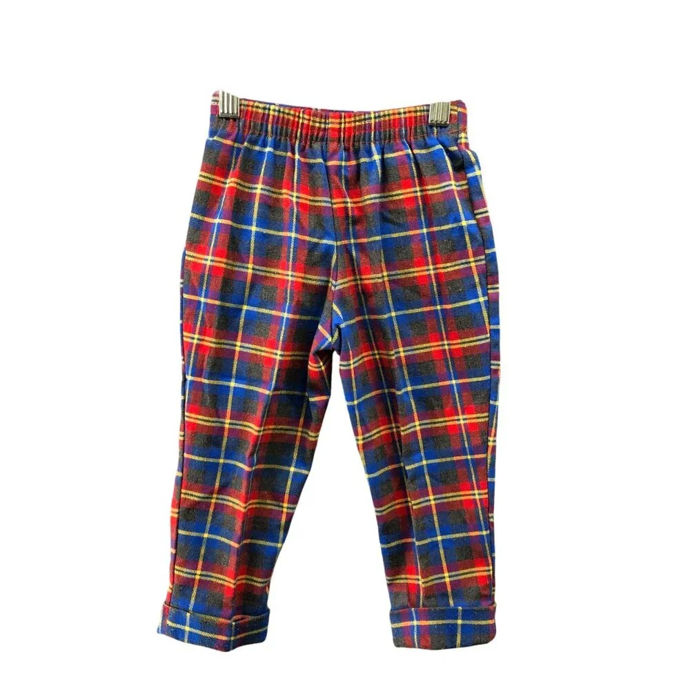 Vintage 90s Children's Place‎ Baby 24M / 2T Plaid Trouser Pants Red Blue